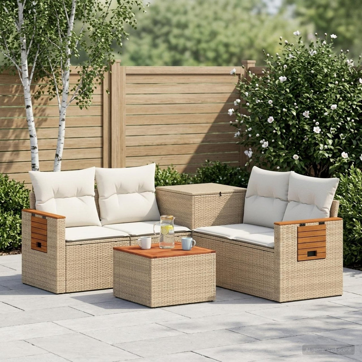 vidaXL Bankstel 6 st Zwart Poly Rattan en Staal