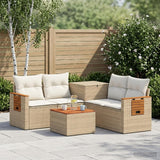 vidaXL Bankstel 6 st Zwart Poly Rattan en Staal