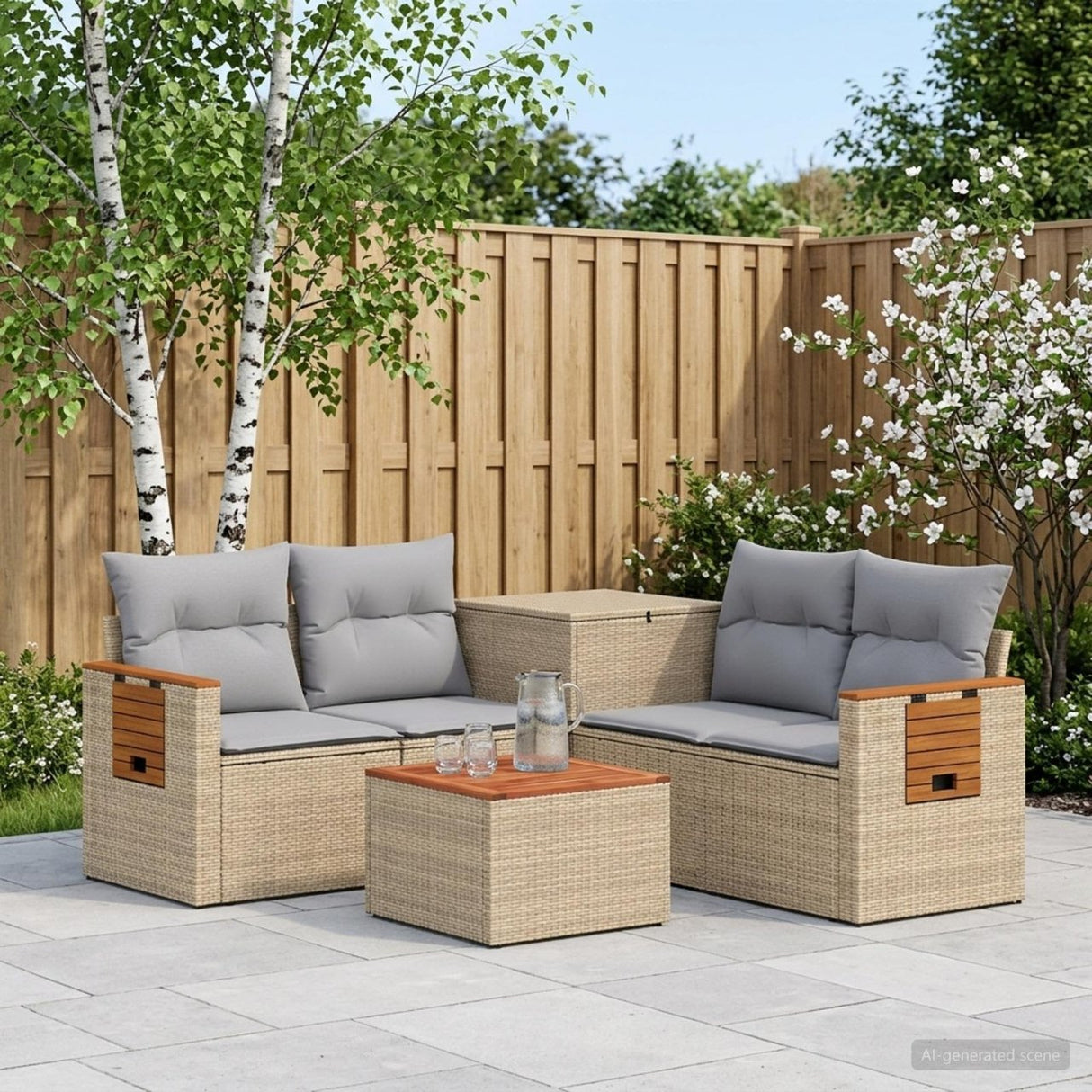vidaXL Bankstel 6 st Zwart Poly Rattan en Staal