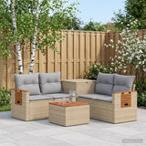 vidaXL Bankstel 6 st Zwart Poly Rattan en Staal