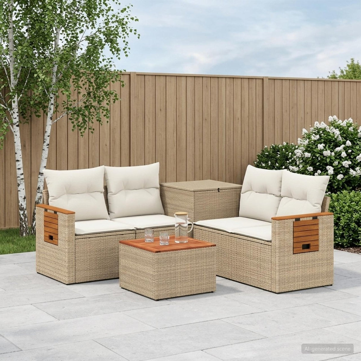 vidaXL Bankstel 6 st Zwart Poly Rattan en Staal