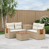 vidaXL Bankstel 6 st Zwart Poly Rattan en Staal