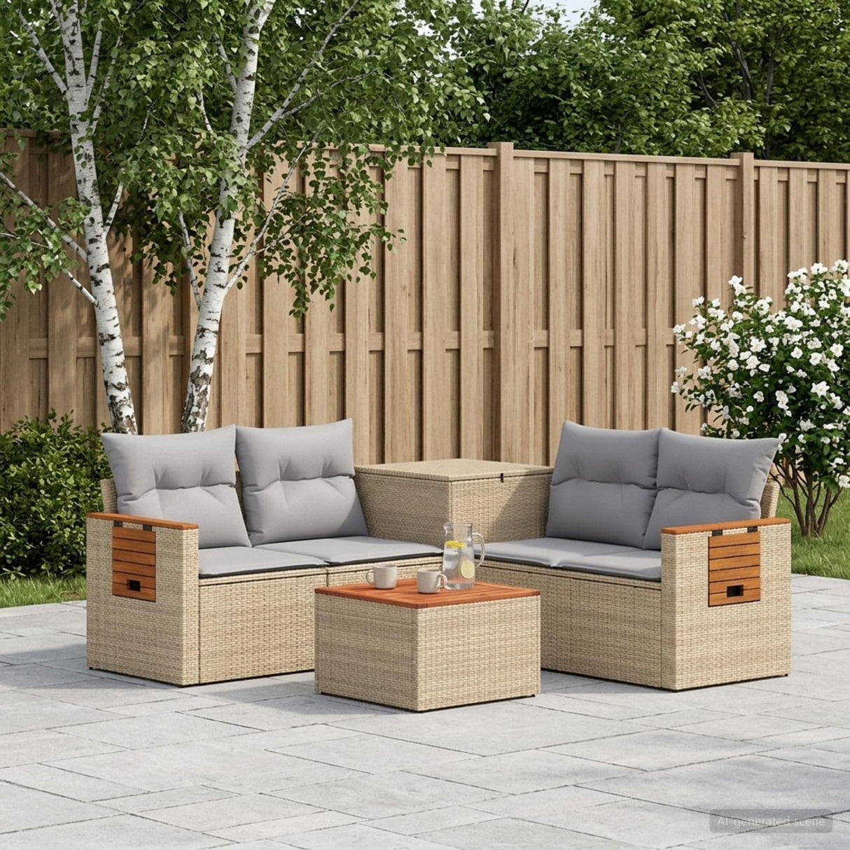 vidaXL Bankstel 6 st Zwart Poly Rattan en Staal