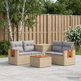 vidaXL Bankstel 6 st Zwart Poly Rattan en Staal