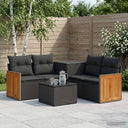 vidaXL Bankstel 6 st Zwart Poly Rattan en Staal