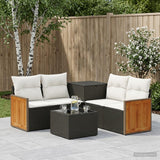 vidaXL Bankstel 6 st Zwart Poly Rattan en Staal