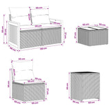 vidaXL Bankstel 6 st Zwart Poly Rattan en Staal