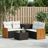 vidaXL Bankstel 6 st Zwart Poly Rattan en Staal