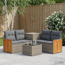 vidaXL Bankstel 6 st Zwart Poly Rattan en Staal