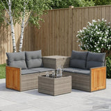 vidaXL Bankstel 6 st Zwart Poly Rattan en Staal