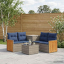 vidaXL Bankstel 6 st Zwart Poly Rattan en Staal