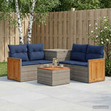 vidaXL Bankstel 6 st Zwart Poly Rattan en Staal