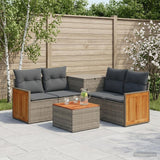 vidaXL Bankstel 6 st Zwart Poly Rattan en Staal