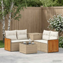 vidaXL Bankstel 6 st Zwart Poly Rattan en Staal
