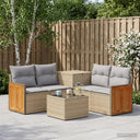 vidaXL Bankstel 6 st Zwart Poly Rattan en Staal