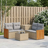 vidaXL Bankstel 6 st Zwart Poly Rattan en Staal