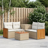 vidaXL Bankstel 6 st Zwart Poly Rattan en Staal