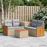 vidaXL Bankstel 6 st Zwart Poly Rattan en Staal