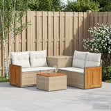 vidaXL Bankstel 6 st Zwart Poly Rattan en Staal