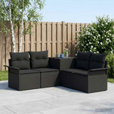 vidaXL Bankstel 5 st Zwart Poly Rattan en Staal