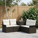 vidaXL Bankstel 5 st Zwart Poly Rattan en Staal