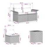vidaXL Bankstel 5 st Zwart Poly Rattan en Staal