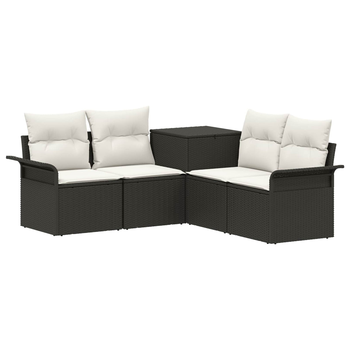 vidaXL Bankstel 5 st Zwart Poly Rattan en Staal
