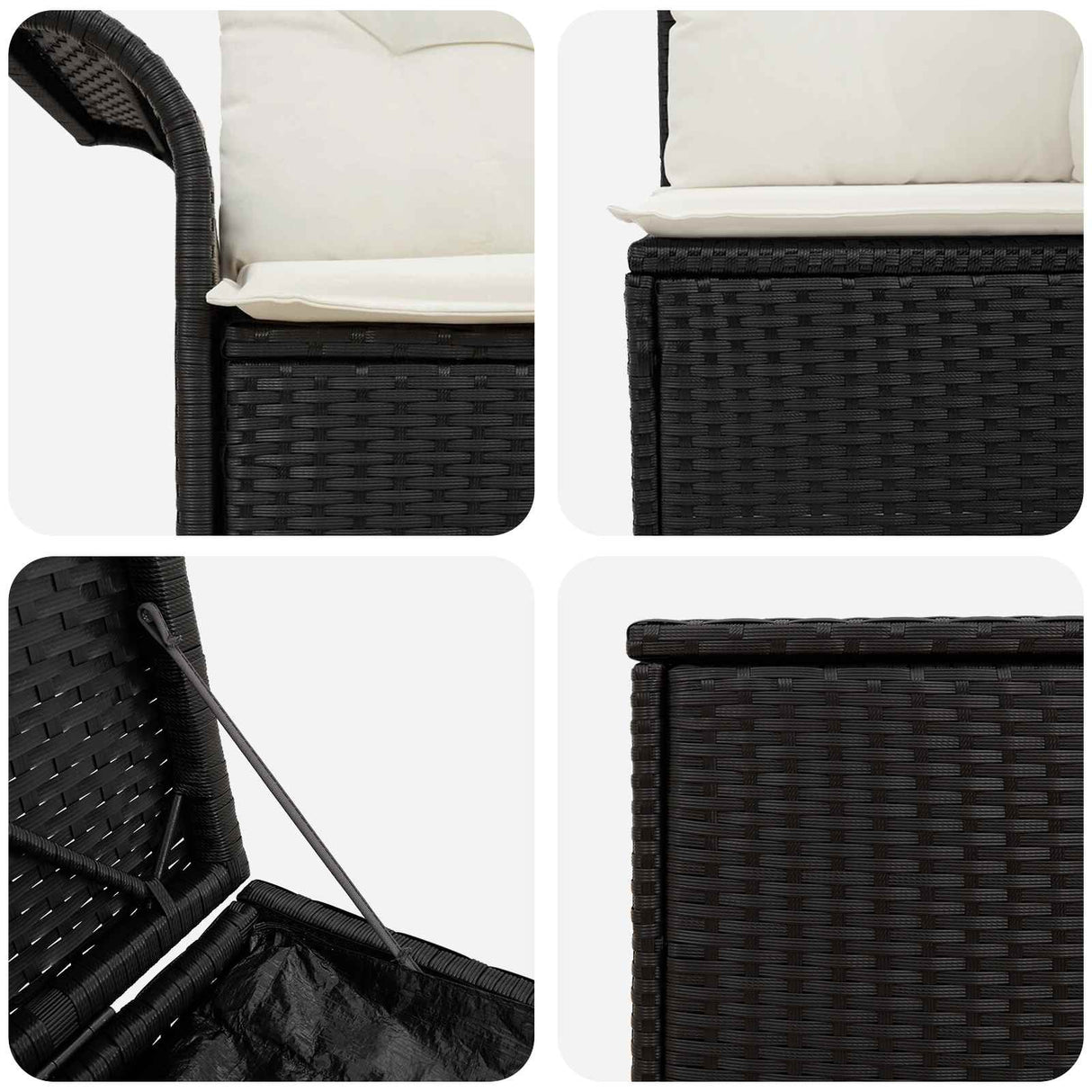 vidaXL Bankstel 5 st Zwart Poly Rattan en Staal