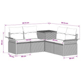 vidaXL Bankstel 5 st Zwart Poly Rattan en Staal
