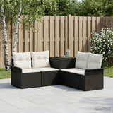 vidaXL Bankstel 5 st Zwart Poly Rattan en Staal