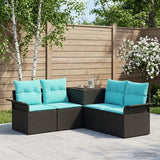 vidaXL Bankstel 5 st Zwart Poly Rattan en Staal