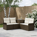 vidaXL Bankstel 5 st Zwart Poly Rattan en Staal