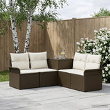 vidaXL Bankstel 5 st Zwart Poly Rattan en Staal