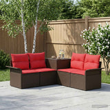 vidaXL Bankstel 5 st Zwart Poly Rattan en Staal