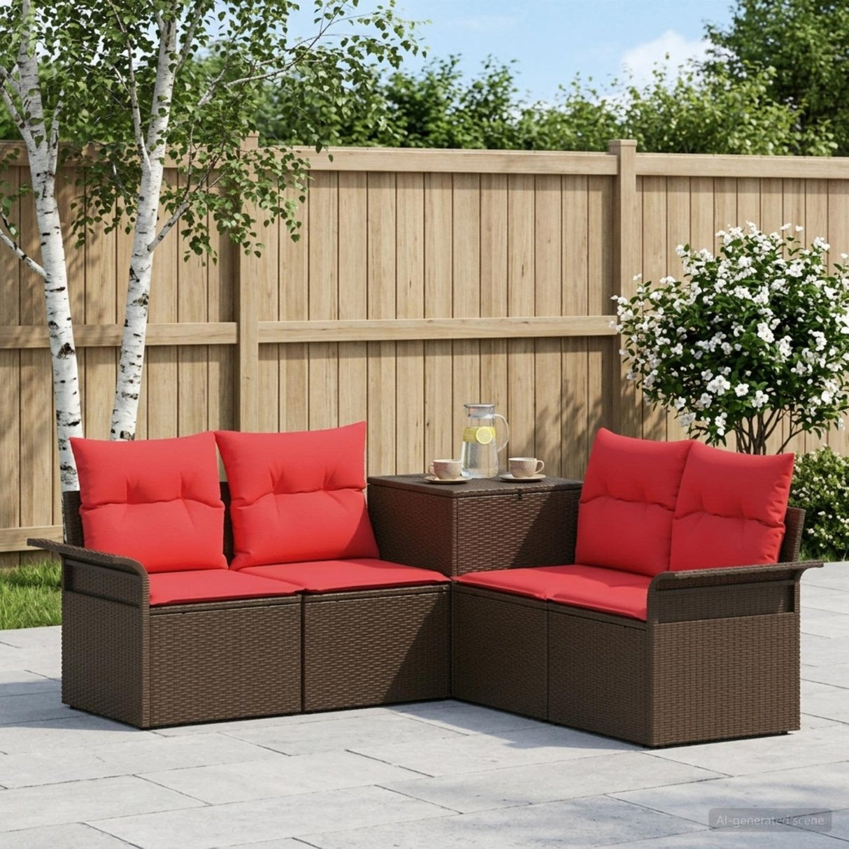 vidaXL Bankstel 5 st Zwart Poly Rattan en Staal