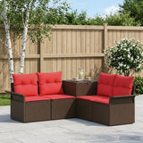 vidaXL Bankstel 5 st Zwart Poly Rattan en Staal