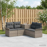 vidaXL Bankstel 5 st Zwart Poly Rattan en Staal