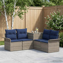 vidaXL Bankstel 5 st Zwart Poly Rattan en Staal