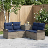vidaXL Bankstel 5 st Zwart Poly Rattan en Staal