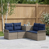 vidaXL Bankstel 5 st Zwart Poly Rattan en Staal