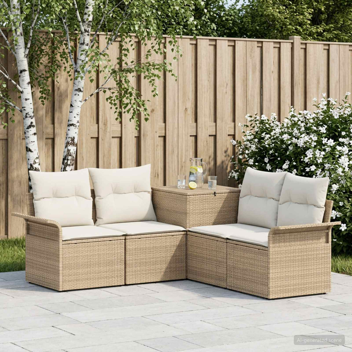 vidaXL Bankstel 5 st Zwart Poly Rattan en Staal