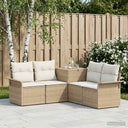 vidaXL Bankstel 5 st Zwart Poly Rattan en Staal