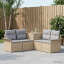 vidaXL Bankstel 5 st Zwart Poly Rattan en Staal