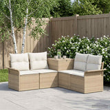 vidaXL Bankstel 5 st Zwart Poly Rattan en Staal