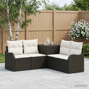 vidaXL Bankstel 5 st Zwart Poly Rattan en Staal