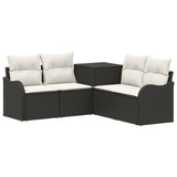 vidaXL Bankstel 5 st Zwart Poly Rattan en Staal