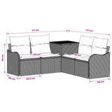 vidaXL Bankstel 5 st Zwart Poly Rattan en Staal