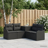 vidaXL Bankstel 5 st Zwart Poly Rattan en Staal