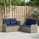 vidaXL Bankstel 5 st Zwart Poly Rattan en Staal