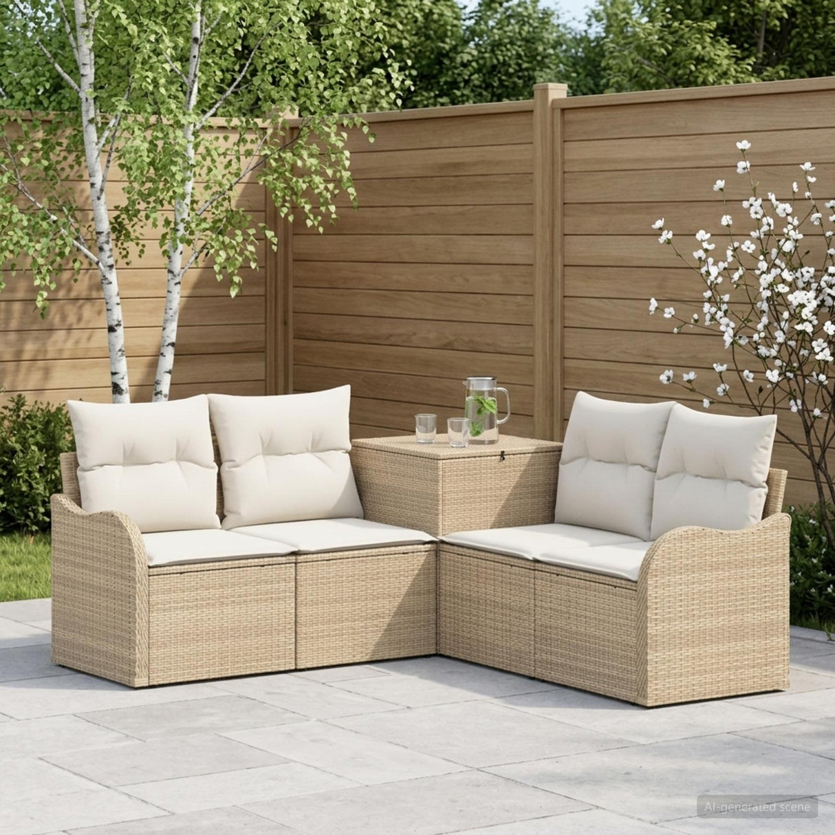 vidaXL Bankstel 5 st Zwart Poly Rattan en Staal